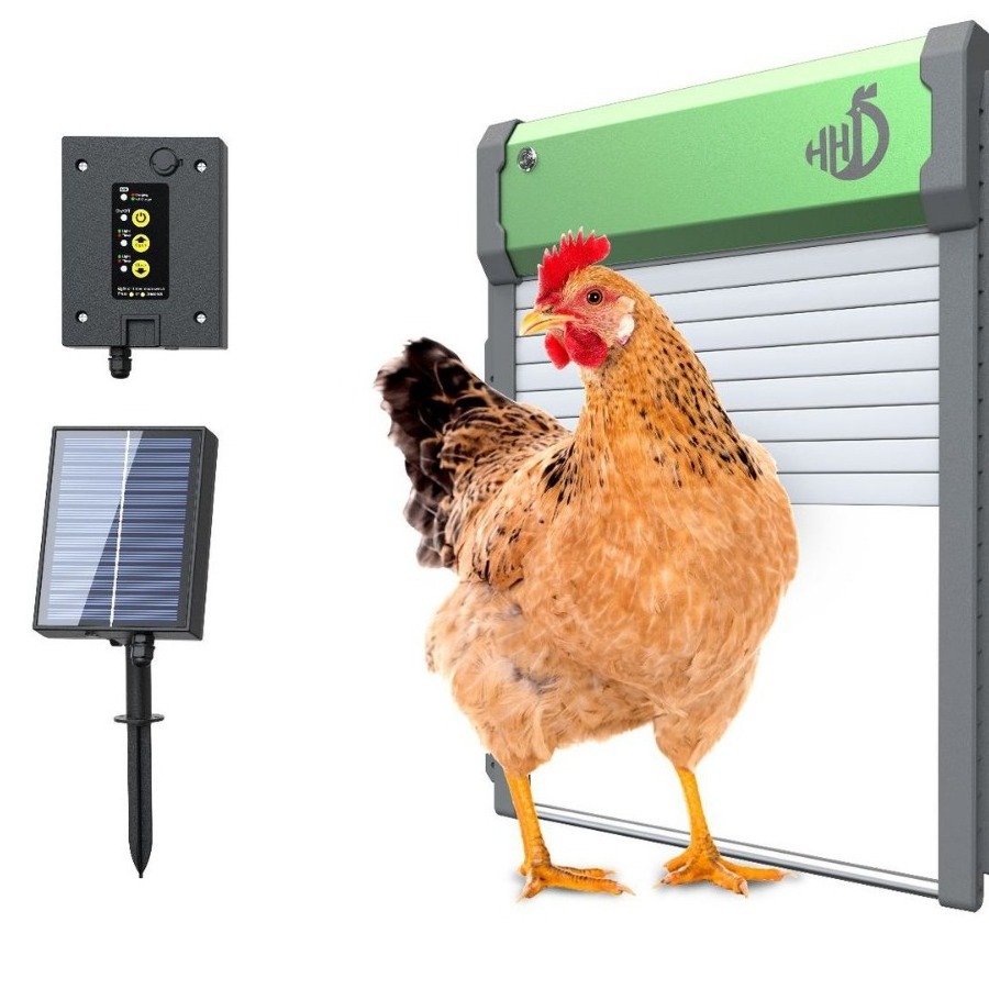 2024 New Solar Automatic Chicken Coop Door Powered Aluminum Alloy Chicken Door With Timer/Light Sensor/Remote Control/Manual