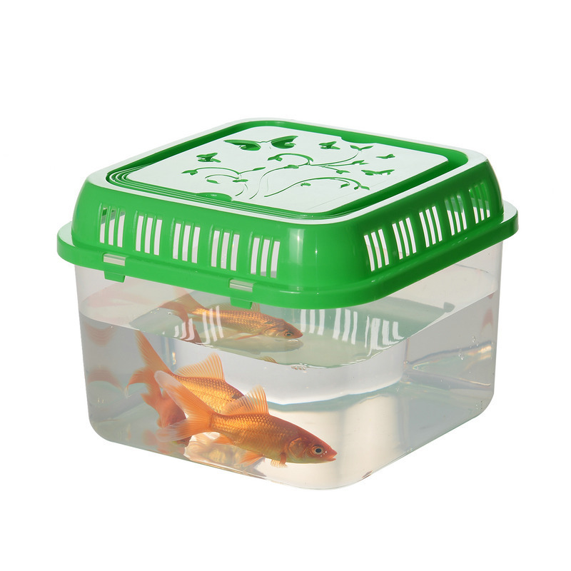 Portable Plastic Turtle Tank Eco Fish Tank Transparent Pet Feeding Box Transportation Case