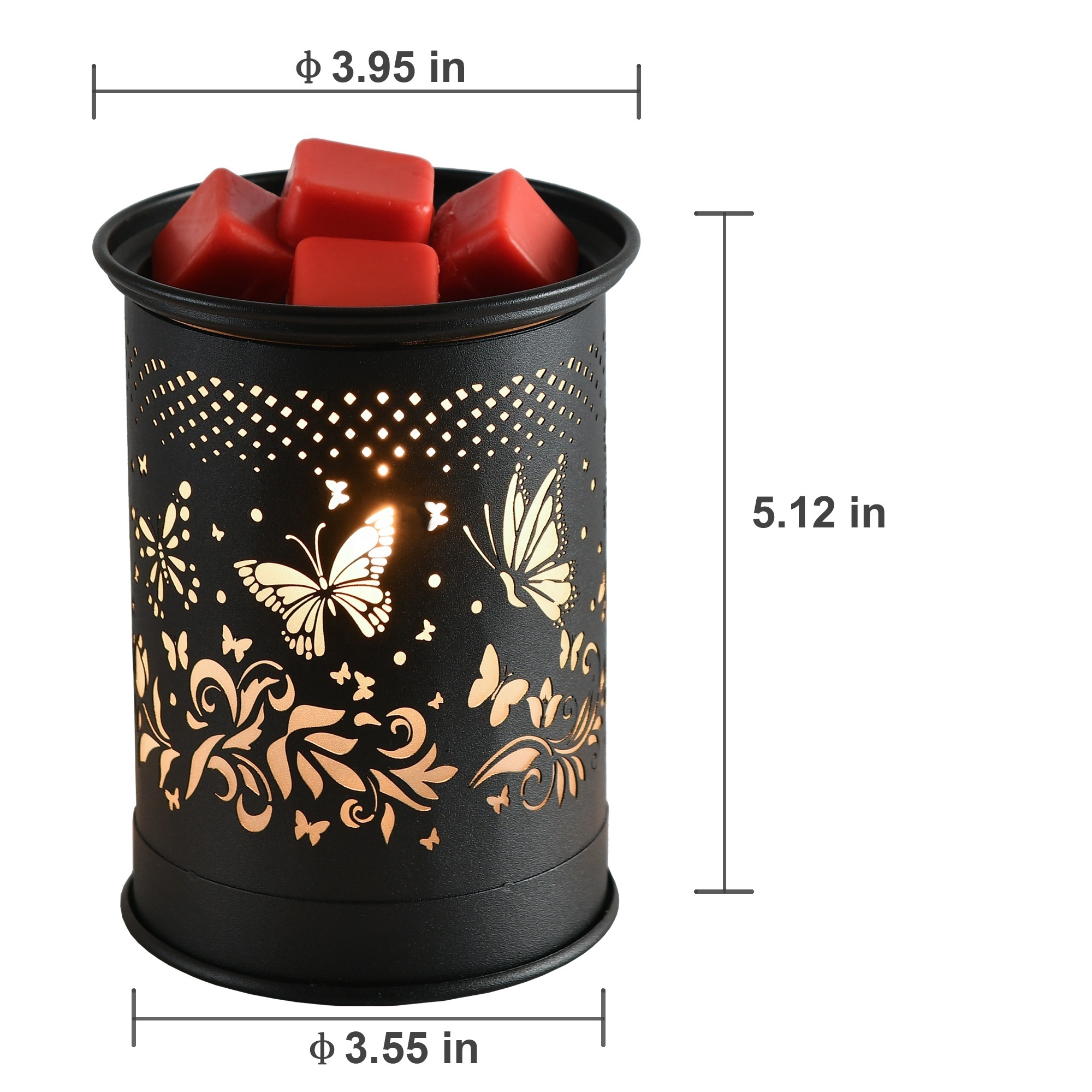 Beautiful Hot Sale Black Metal Butterfly Pattern Electric Scented Wax Warmer For Home Office Gift