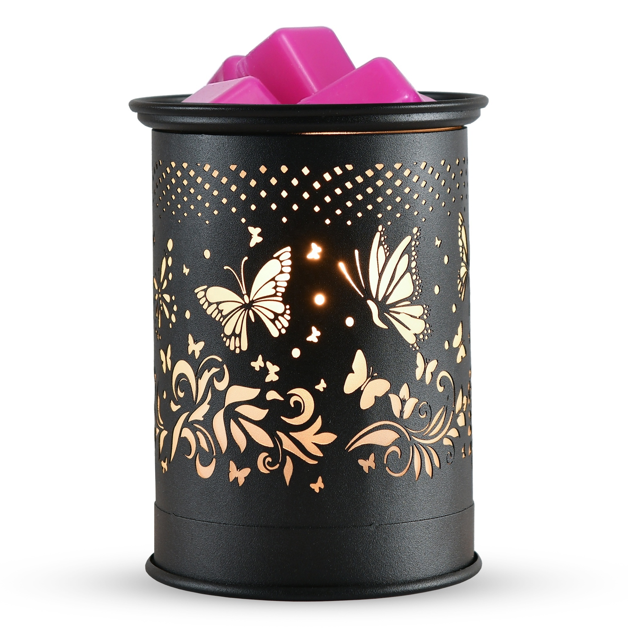 Beautiful Hot Sale Black Metal Butterfly Pattern Electric Scented Wax Warmer For Home Office Gift