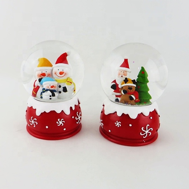 Hot Sale Unique Artificial Decorative Glass Christmas Water Snow Globe With LED Lights Music Inside