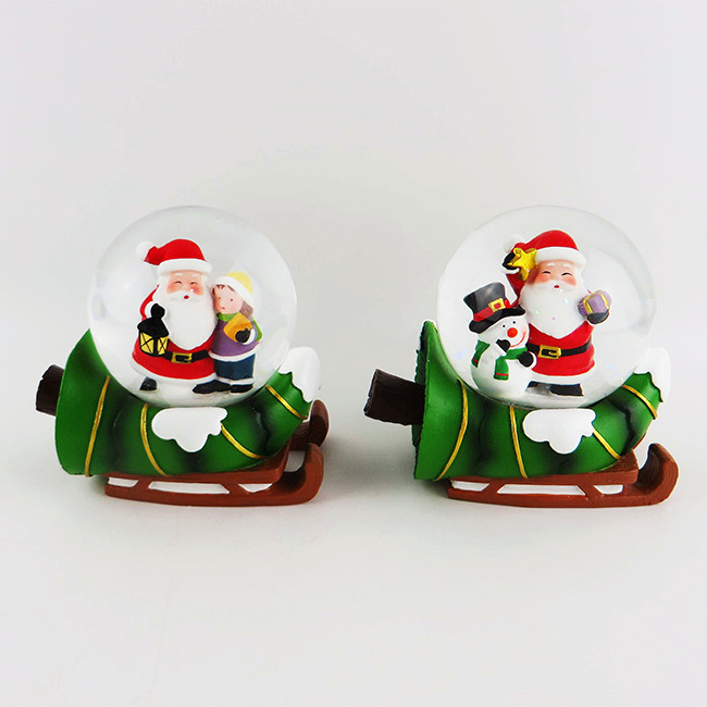 Creative Newest High End Cute Resin Snow Globe With Music LED Lights Inside For Christmas Gifts