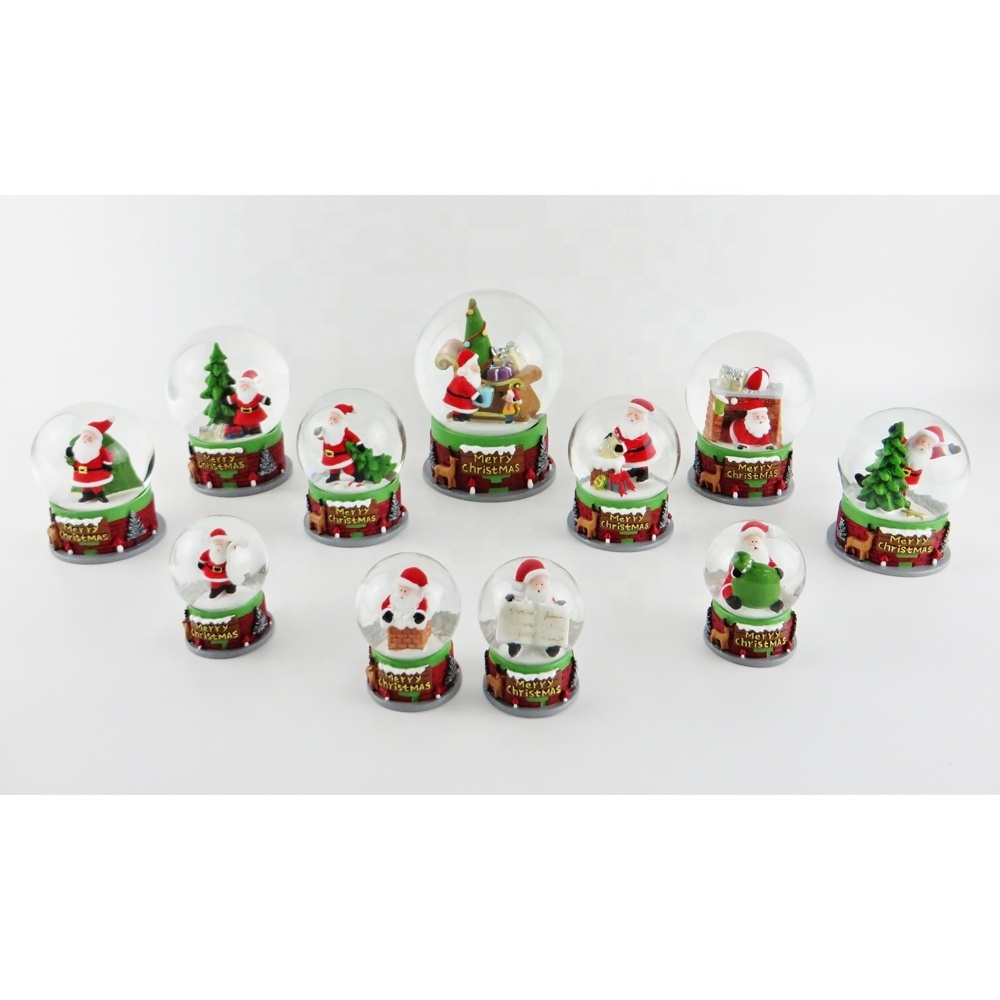 Newest Artificial Christmas Resin Glass Water Snow Globe With Tree Reindeer Bear Inside For Gifts