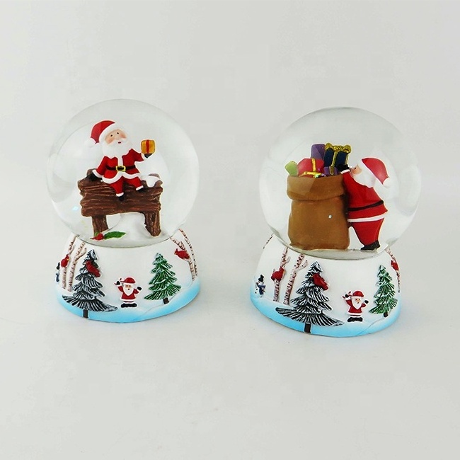 Hot Sale Unique Artificial Decorative Glass Christmas Water Snow Globe With LED Lights Music Inside