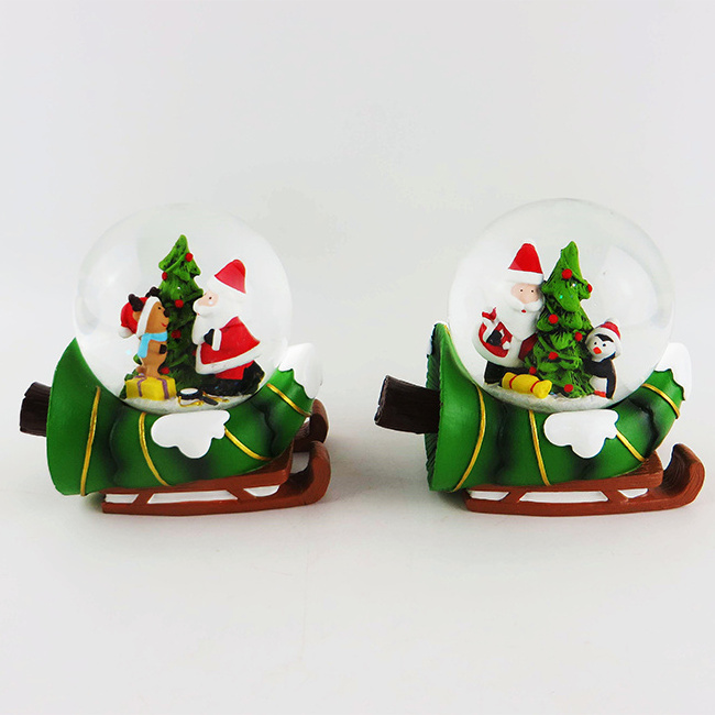 Creative Newest High End Cute Resin Snow Globe With Music LED Lights Inside For Christmas Gifts