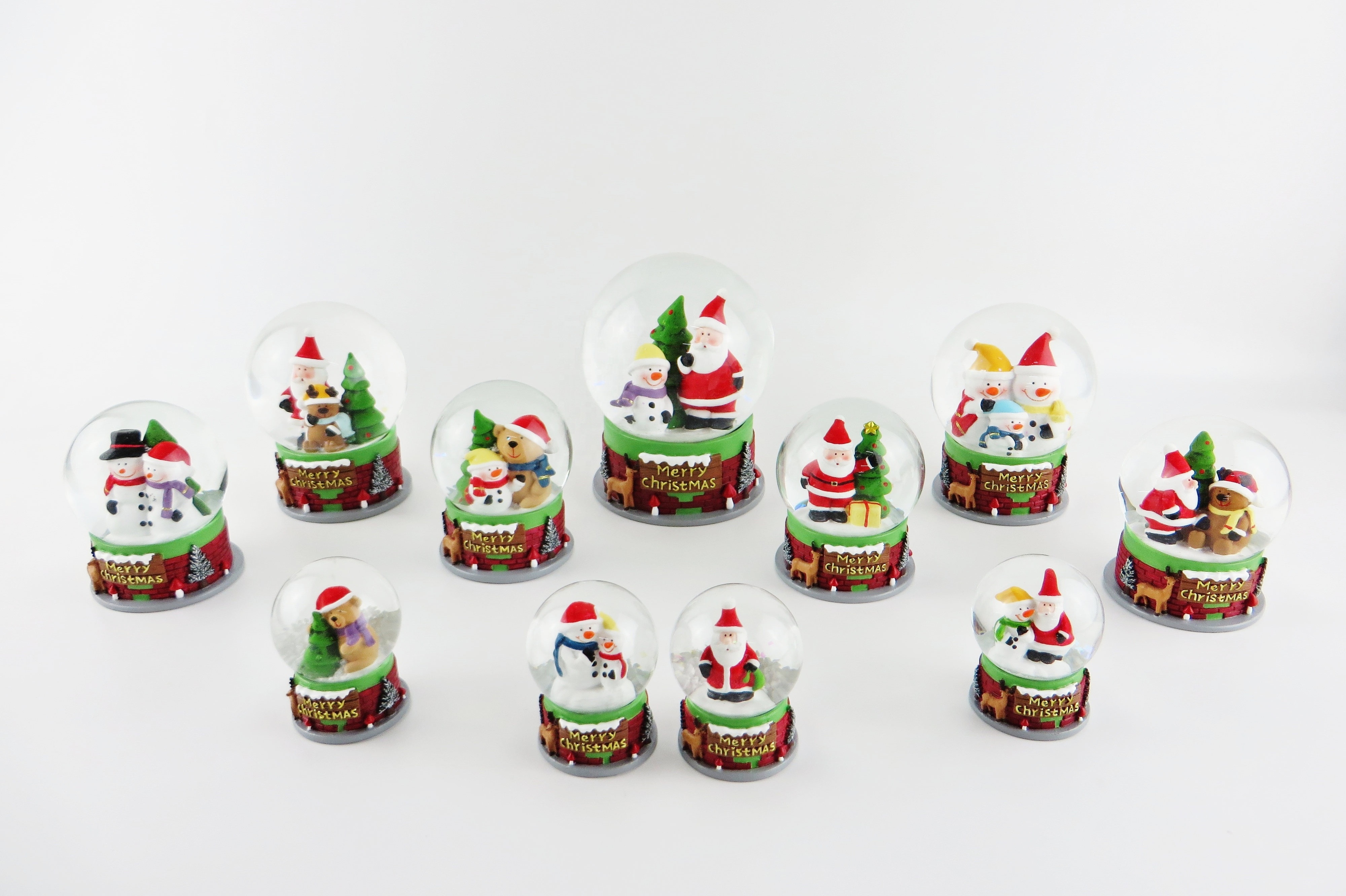 Newest Artificial Christmas Resin Glass Water Snow Globe With Tree Reindeer Bear Inside For Gifts