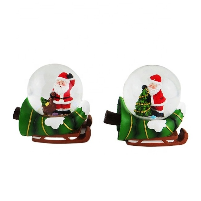 Creative Newest High End Cute Resin Snow Globe With Music LED Lights Inside For Christmas Gifts