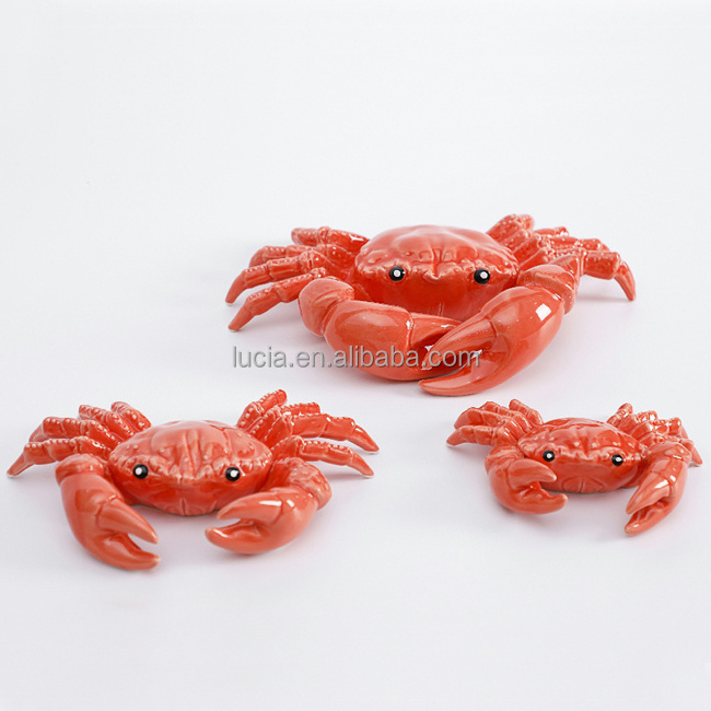 Wholesale Ceramic Crab Shape Figurine Ornament Candle Holder Tourist Ocean Souvenir