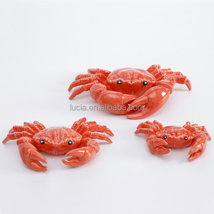 Wholesale Ceramic Crab Shape Figurine Ornament Candle Holder Tourist Ocean Souvenir