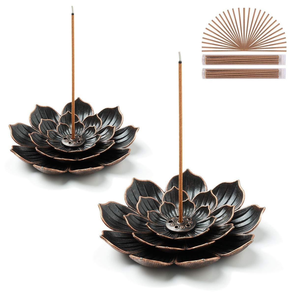 Incense Burner Lotus Holder for Sticks or Cone Coil Incense Burner for Charcoal Disc Resin