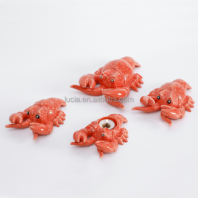 Wholesale Ceramic Crab Shape Figurine Ornament Candle Holder Tourist Ocean Souvenir