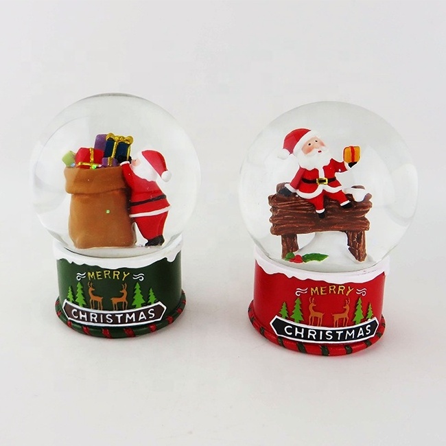 Hot Sale Unique Artificial Decorative Glass Christmas Water Snow Globe With LED Lights Music Inside