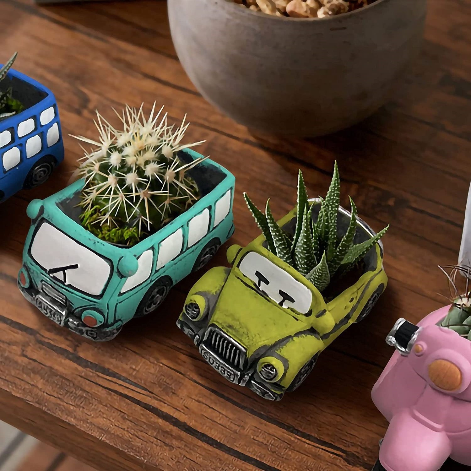 New Creative Cute Car Ceramic Succulent Flower Planter Pot For Desktop Floor Decoration