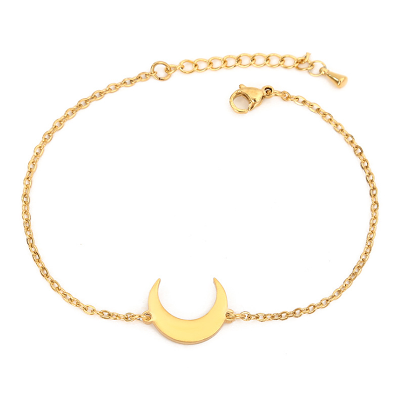 High Quality Simple Cheap Stainless Steel Jewelry  For Students Cute Moon Bracelet