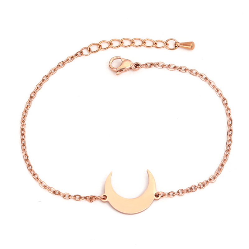 High Quality Simple Cheap Stainless Steel Jewelry  For Students Cute Moon Bracelet