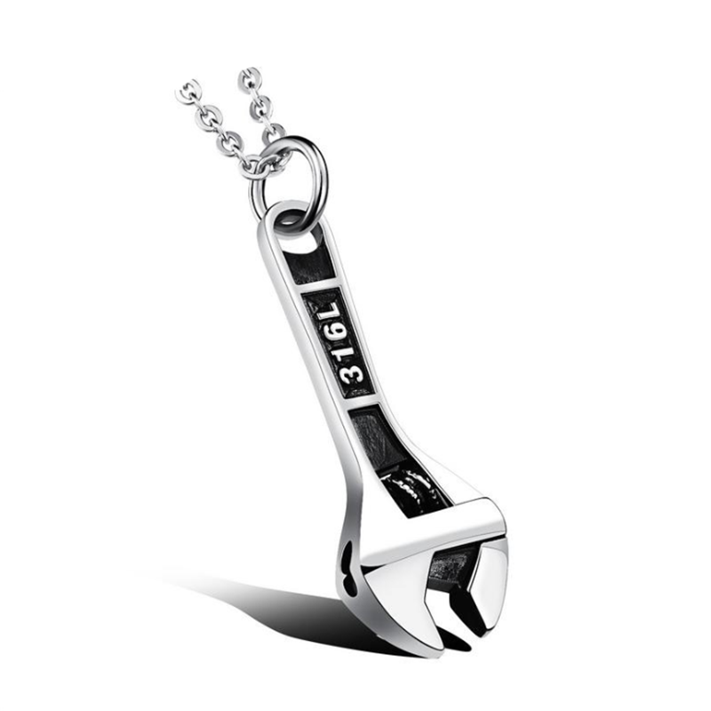 Personality Punk Men Jewelry 316 L Stainless Steel Wrench Pendant Necklace