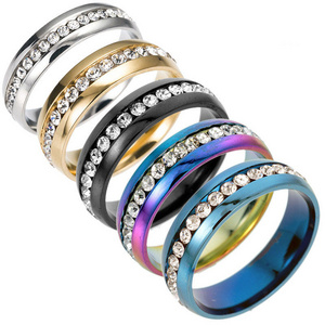 Hot selling Cheap Simple Fashion stainless steel crystal rings for man and woman