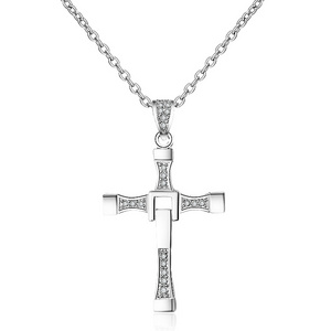 Simple Design Religious Jewelry 18k 24k Gold silver Plated Cross Chain stainless steel Necklace