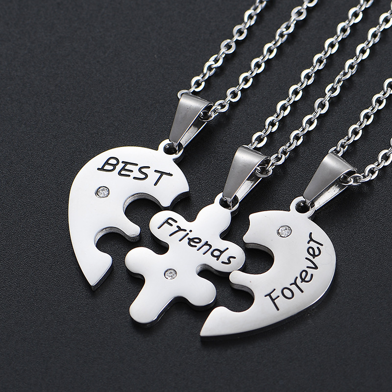 Friendship Jewelry 18 K Gold Plated High Polished Stainless Steel Black Engraved Best Friend Necklaces