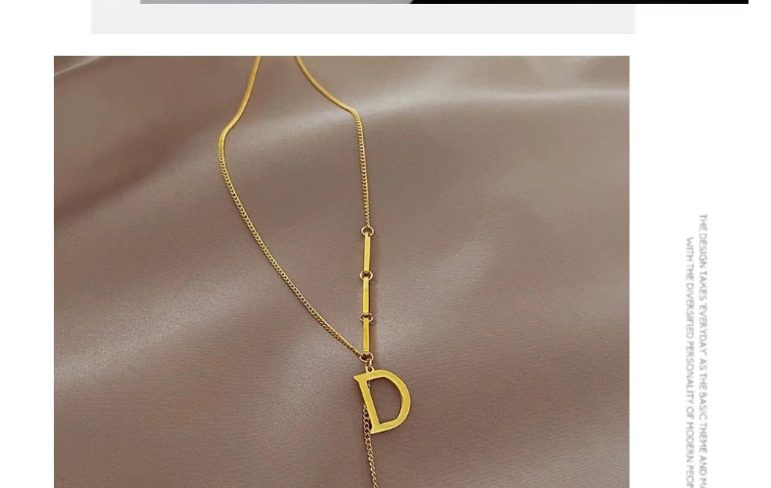 New Hot Selling Solid Geometry Tassel Gold Plated Stainless Steel 26 Initial Letter Pendant Necklace