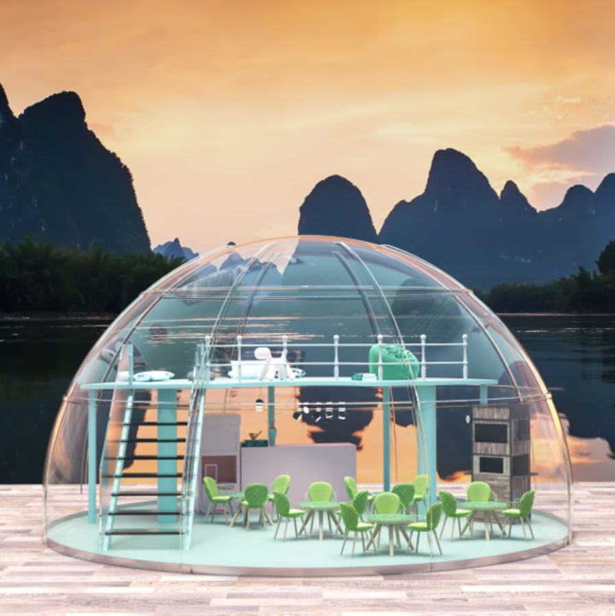 High Strength PC 4 Seasons Hotel  clear domes Glamping Pod clear Dome Tent Luxury with Bathroom