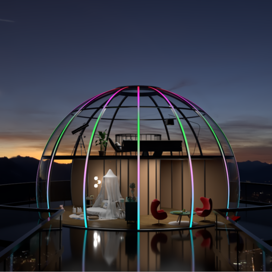 High Strength PC 4 Seasons Hotel  clear domes Glamping Pod clear Dome Tent Luxury with Bathroom