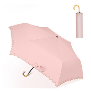 N16 Japanese Style Ultra Light Black Glue Uv Resistant Mini Portable Sun Umbrella For Both Wind And Rain Protection