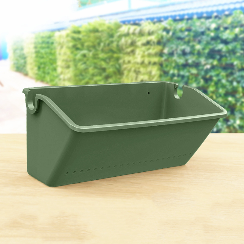 Hot Selling Plastic Flower Pots Plastic Container for Plants Wall Hanging Green Plastic Hanging Pots for Plants