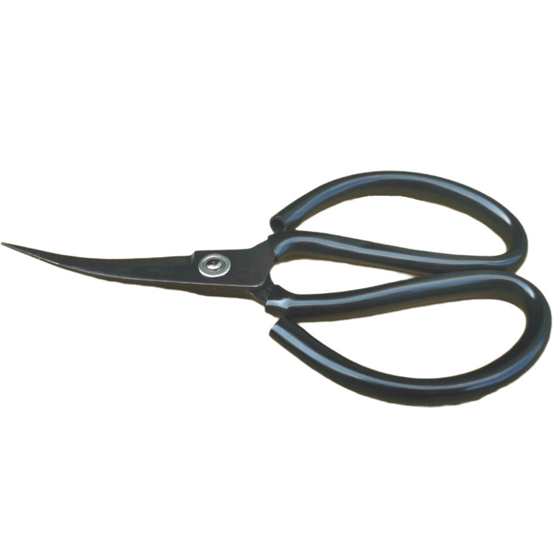 Hot Sell Durable Black Plastic Handle Household Curved Scissors Fabric Scissors Trimming Tool For Gardening Carbon Steel  Shears