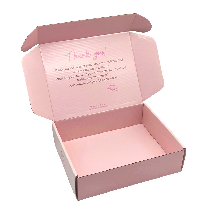 Design Packaging Cardboard Gift Boxes Custom Unique Rose Gold Foil Light Pink Corrugated Shipping Mailer Box Custom Printed