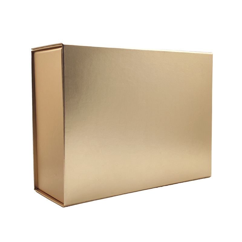 Custom Logo Design Matte Gold Foil Large Rigid Paper Cardboard Gift Packaging Magnetic Folding Box for Wedding Dress Clothes