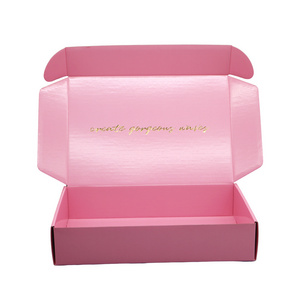 Custom printed gold pink e flute tab lock carton cardboard packaging mailing boxes shopping mailer box