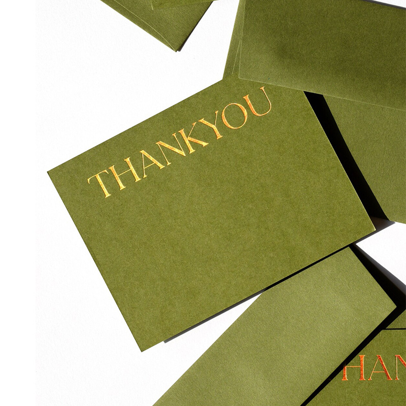 Custom  Logo Small Green Business Luxury Recycled Paper Visite Scratch Postcards Business Holographic Printing Thank You Cards