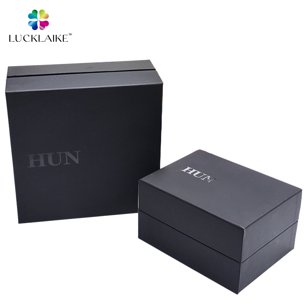 custom luxury top and bottom cosmetic perfume black matte 2-piece candle cardboard lid and base rigid gift box packaging