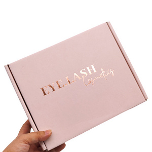 Design Packaging Cardboard Gift Boxes Custom Unique Rose Gold Foil Light Pink Corrugated Shipping Mailer Box Custom Printed