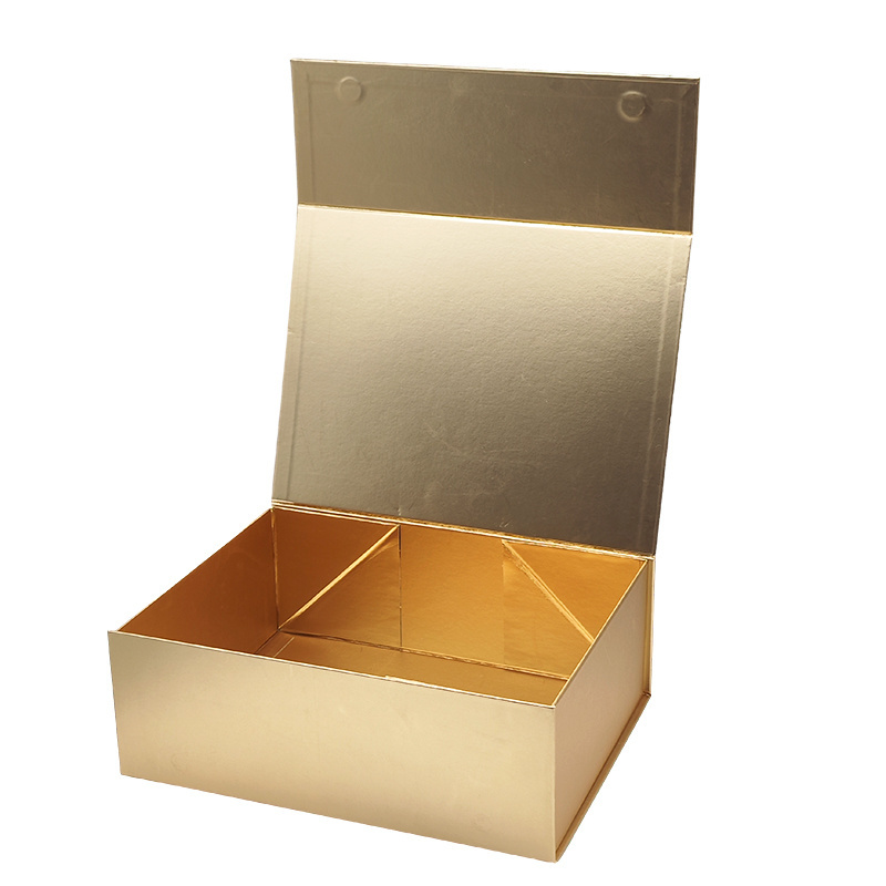 Custom Logo Design Matte Gold Foil Large Rigid Paper Cardboard Gift Packaging Magnetic Folding Box for Wedding Dress Clothes