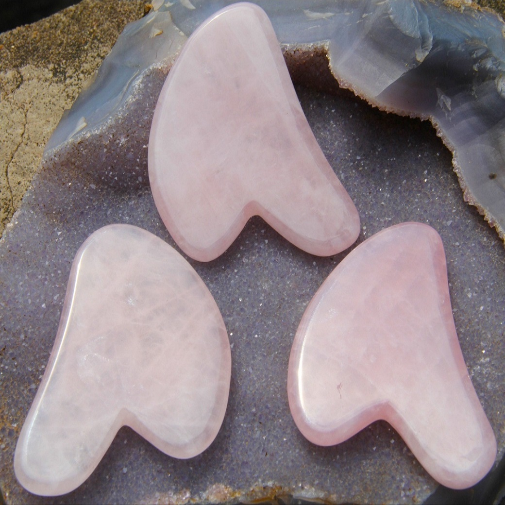 Natural Rose Quartz Gua sha  Facial Eyes Scraping  SPA Massage Tool Health Care Beauty Acupoints Plate