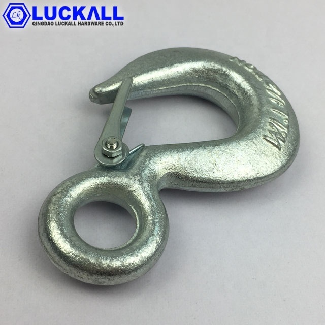 US Type A320 Galvanized Alloy Steel Drop Forged Locking Lifting Eye Hook with Safety Latch 0.75 Ton