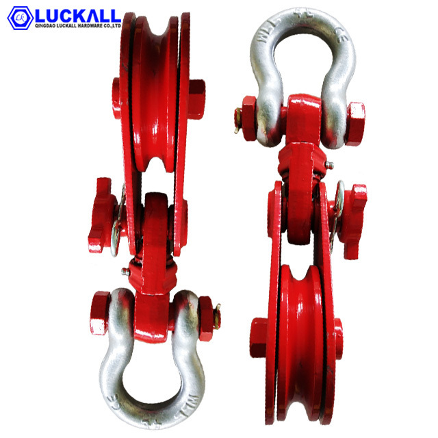 High Quality Super Champion Snatch Block With Shackle Chain Small Rope Tensioner Pulley Wheel With Bearings