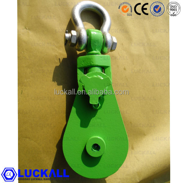 High Quality Super Champion Snatch Block With Shackle Chain Small Rope Tensioner Pulley Wheel With Bearings