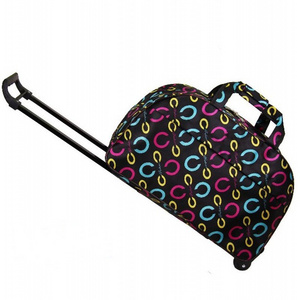 Promotional Cheap Polyester Colorful Travel Tote Duffel Bag With Trolley Wheels