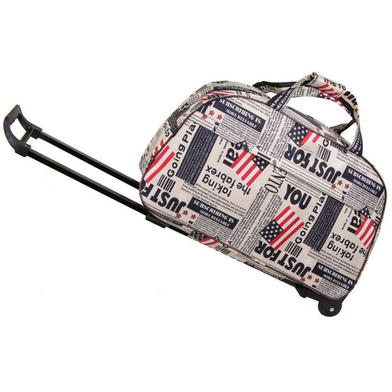 Promotional Cheap Polyester Colorful Travel Tote Duffel Bag With Trolley Wheels