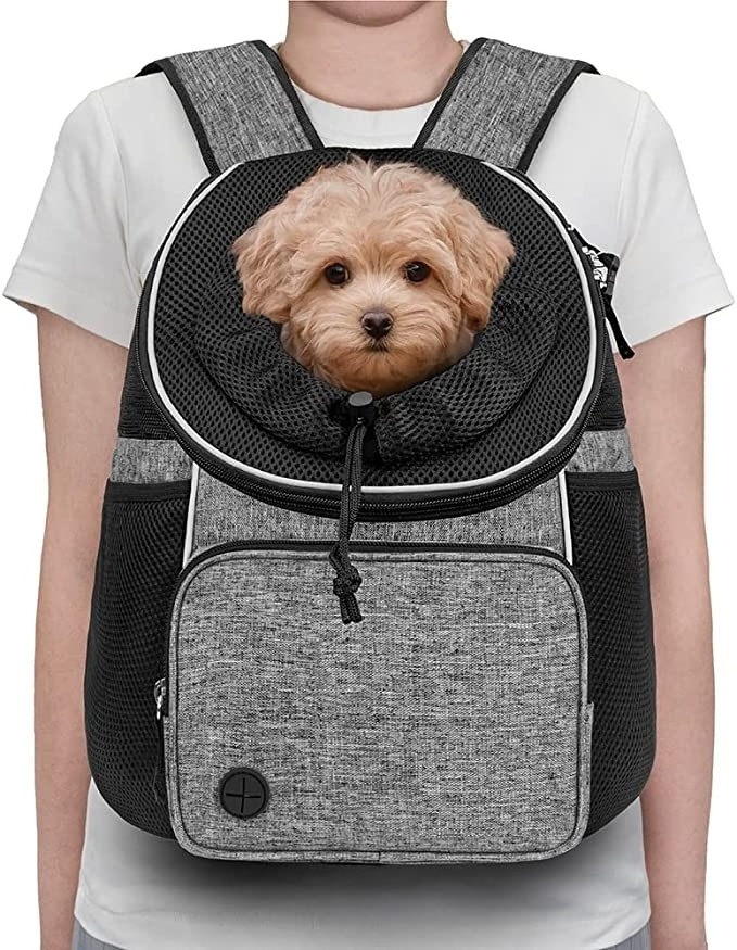 New Dog Front Backpack Ventilated Mesh Dog Travel Back Pack with Safety Belt for Travel Cycling Outdoor Use