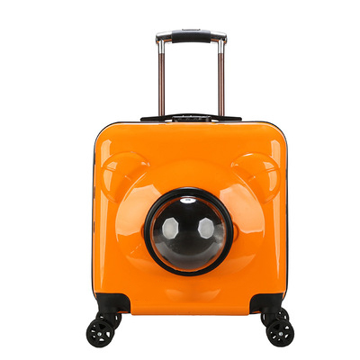 Jiangshun OEM ODM new transparent dog box cat cage outdoor large capacity luxury luggage hard-shell safety pet trolley bag