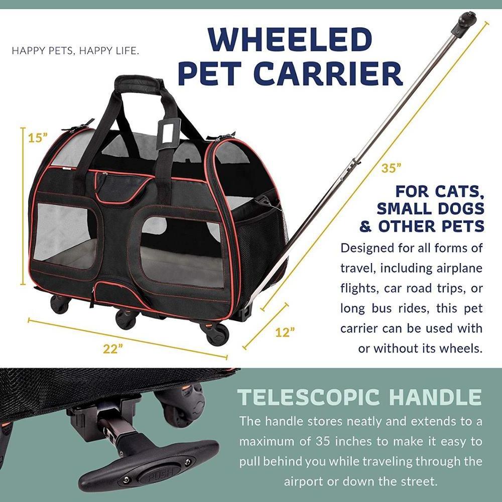 Advocator OEM/ODM Large capacity airline approved dog cat light four wheel pet travel carrier stroller cart with wheels