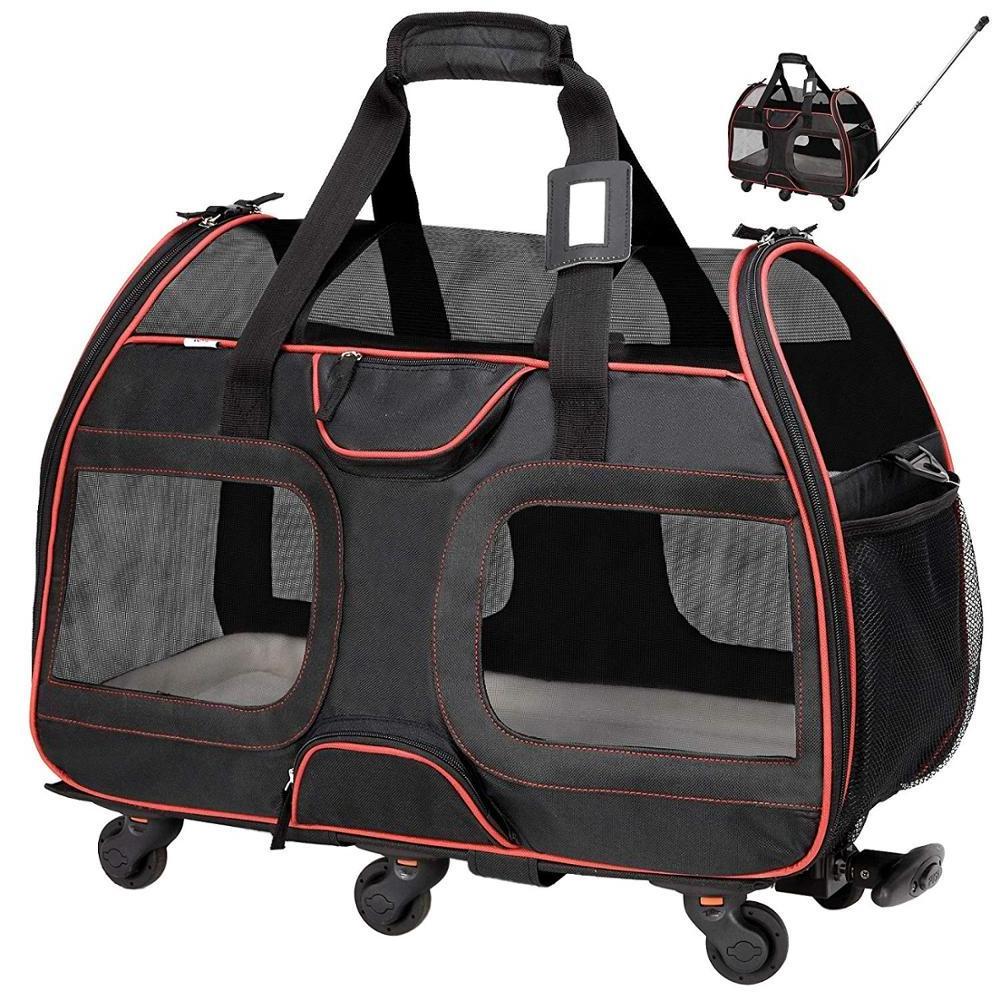 Advocator OEM/ODM Large capacity airline approved dog cat light four wheel pet travel carrier stroller cart with wheels