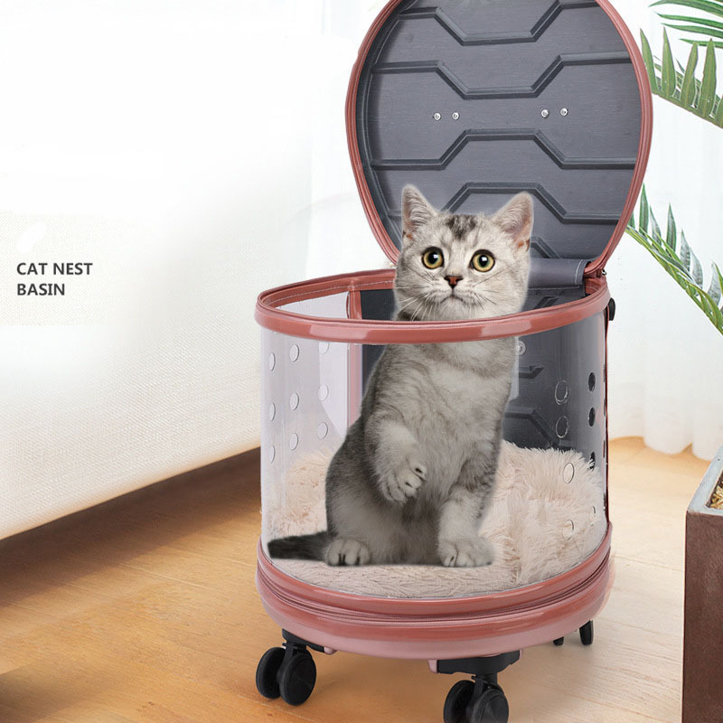 Wholesale Outdoor Cat Dog Carrier Backpack Convenient Transparent Clear Capsule  Pet Carrier with Wheels Pet Rolling Carrier