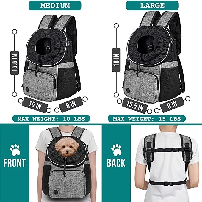 New Safety Ventilated Adjustable Dog Front Carrier Backpack Dog Carrier for Hiking Camping Travel