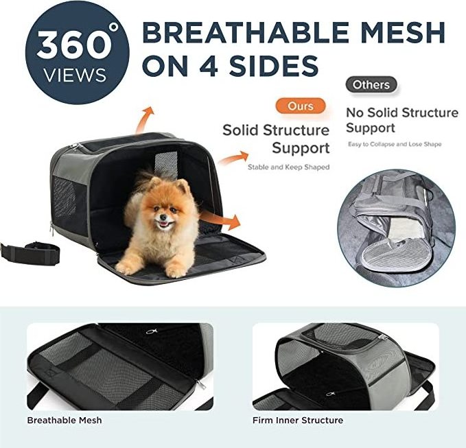 Hot Airline Approved Collapsible Soft Side Travel Pet Carrier Dog Bag for Car for Small Dogs