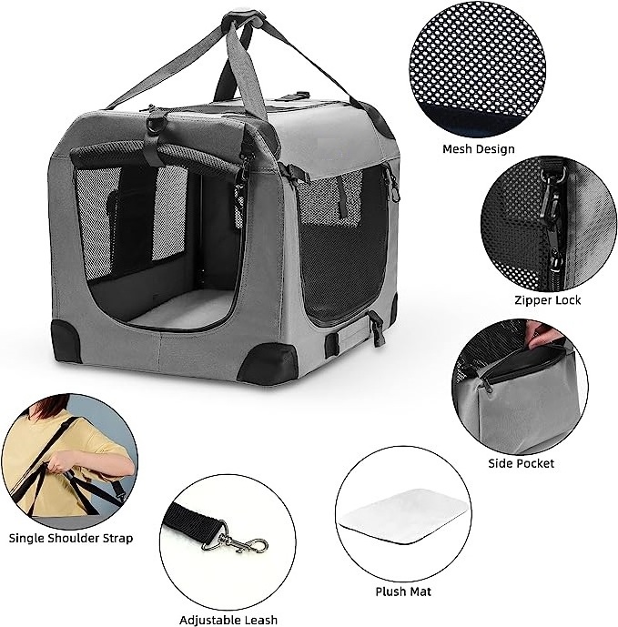 Hot Portable Soft Sided Large Pet Carrier Outdoor Cat Carrier for 2 Cats for Traveling